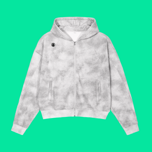 Dirty Washed Zip-Up Fleece Hoodie
