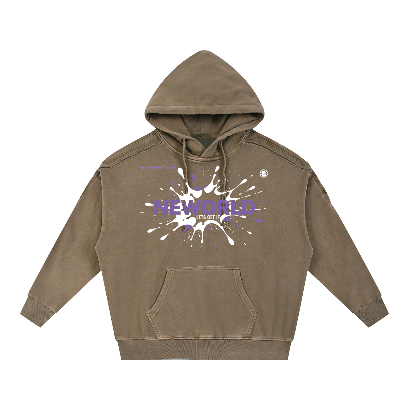 Snow Washed Tape Raw Edge Hoodie