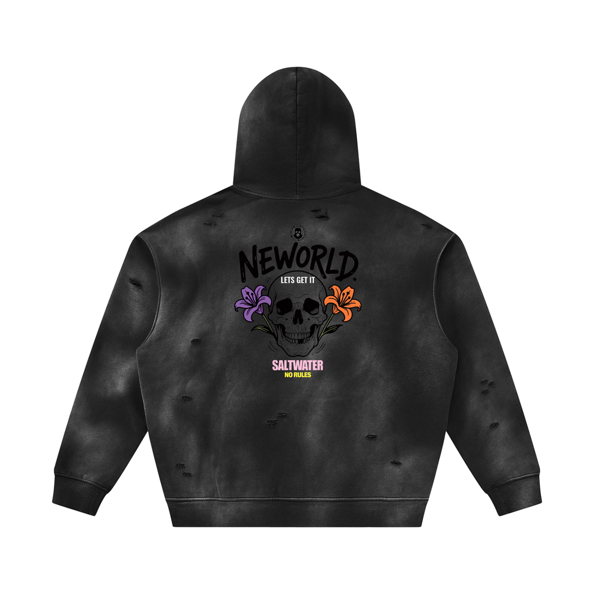 Unisex Sunfade Frayed Fleece Hoodie