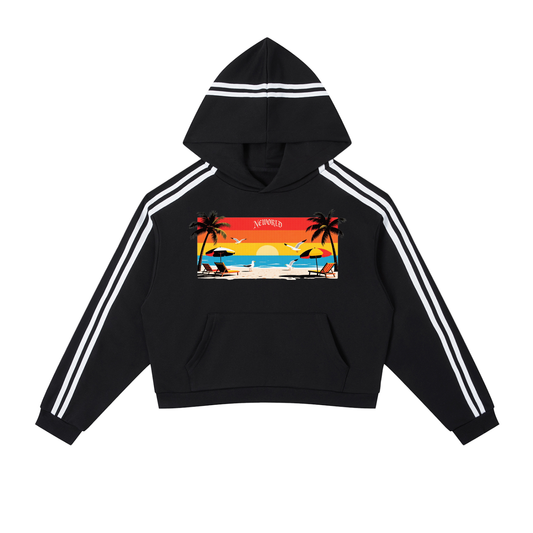 Contrast Side Stripe Cropped Hoodie