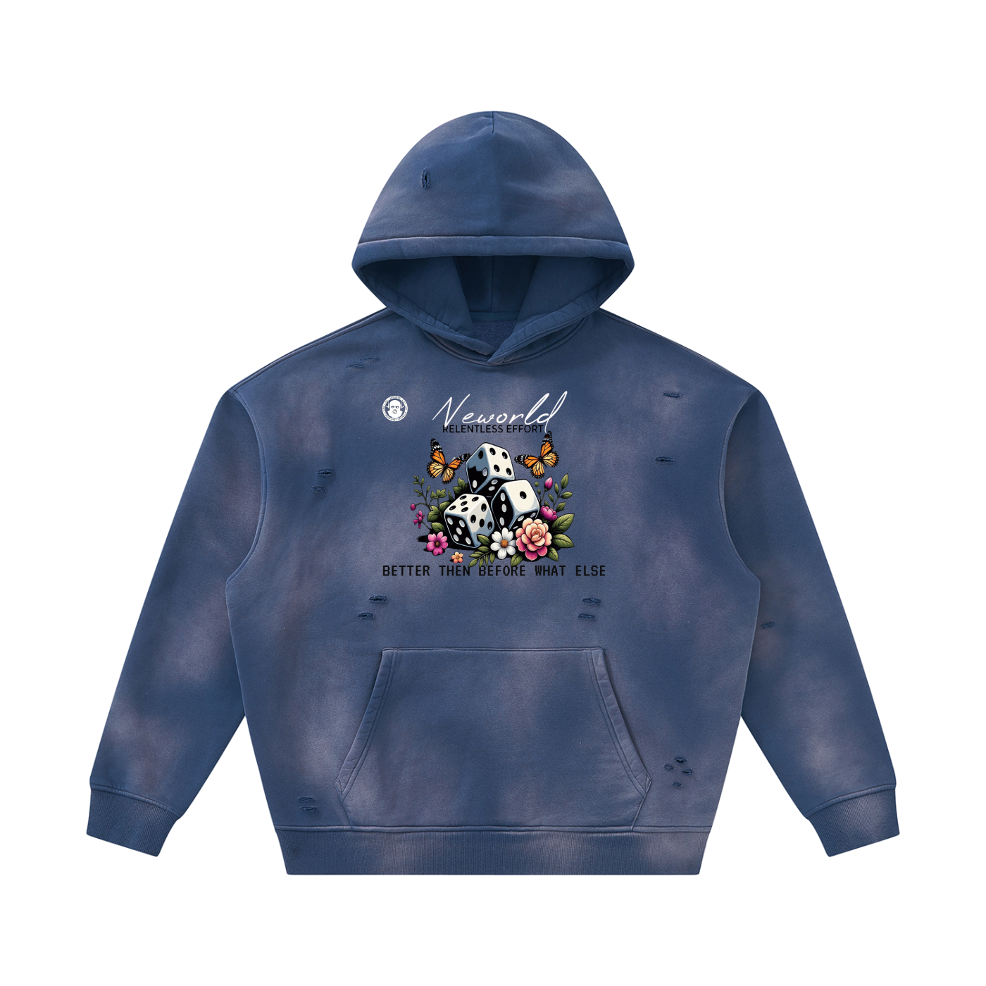 Unisex Sunfade Frayed Fleece Hoodie