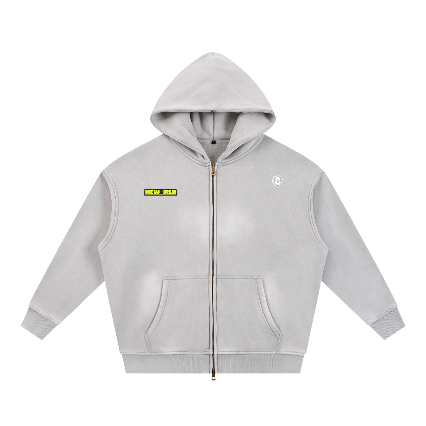 Sunfade Two-way Zipper Boxy Fleece Hoodie