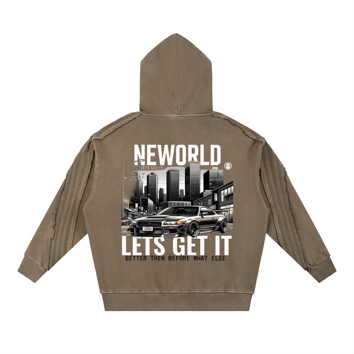 Snow Washed Tape Raw Edge Hoodie