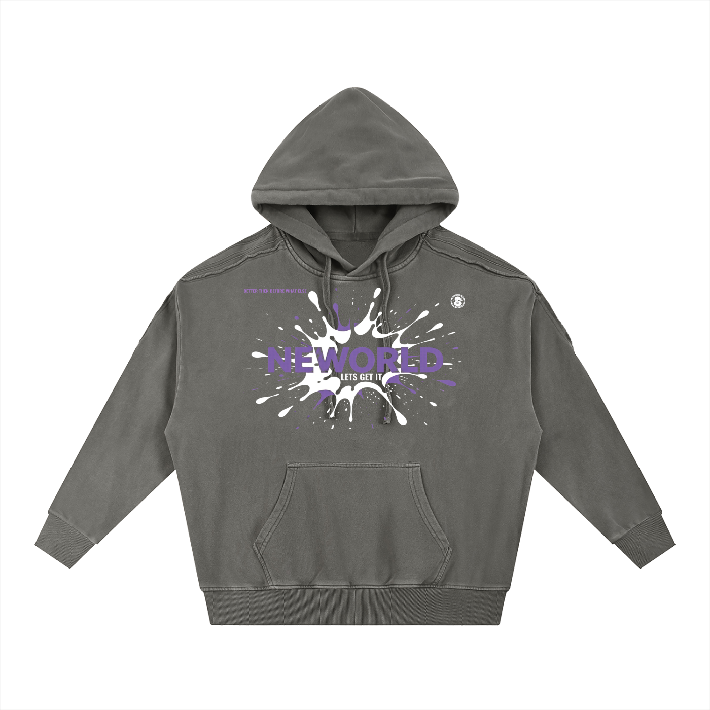 Snow Washed Tape Raw Edge Hoodie
