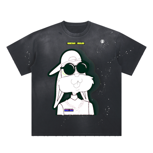 Hand-Frayed Sunfade Paint Splatter T-Shirt