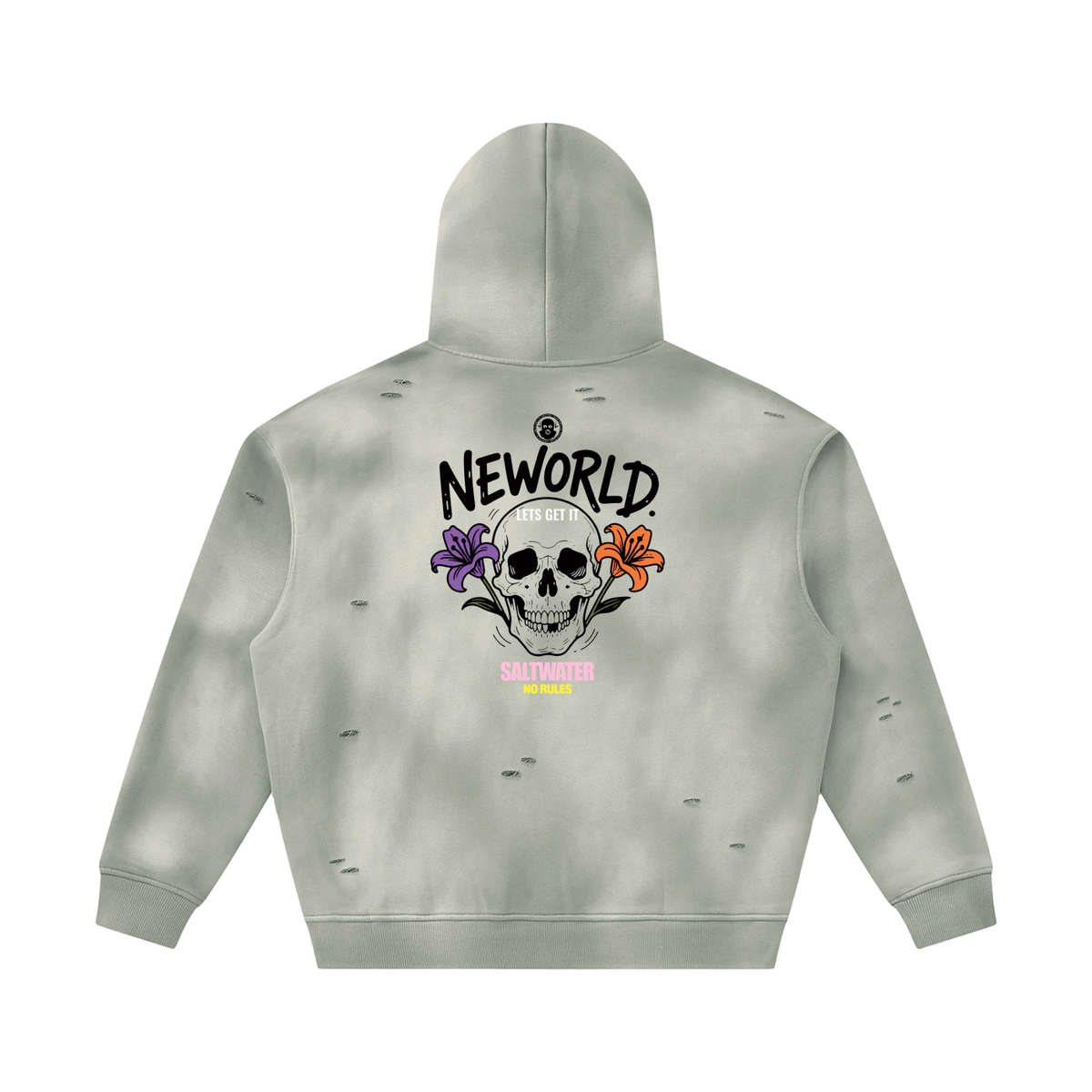 Unisex Sunfade Frayed Fleece Hoodie