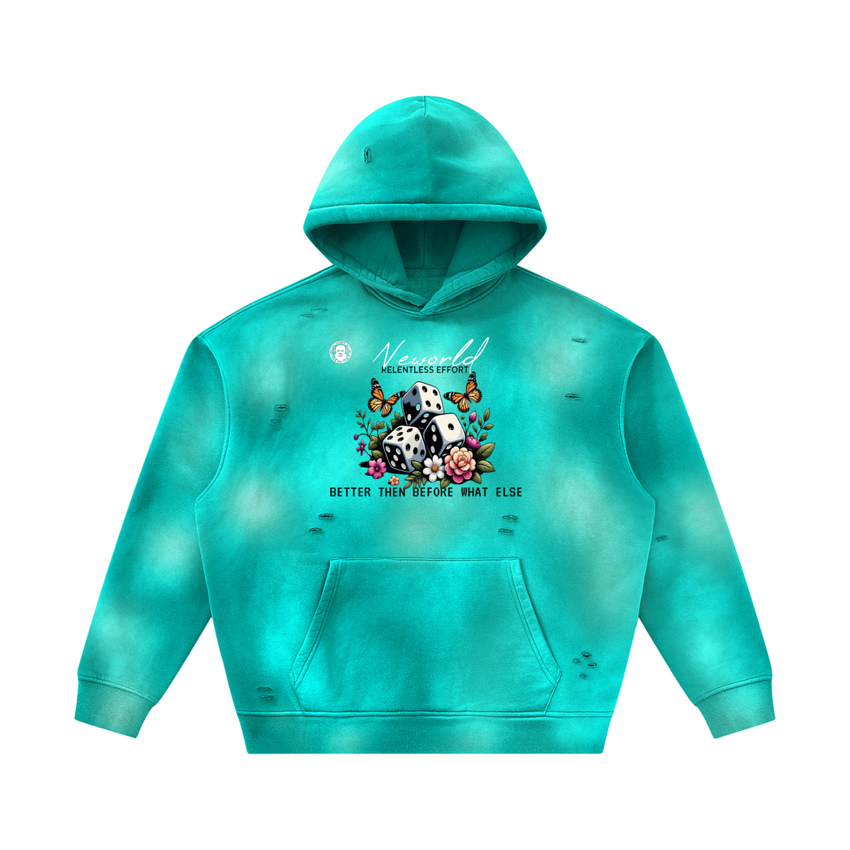 Unisex Sunfade Frayed Fleece Hoodie