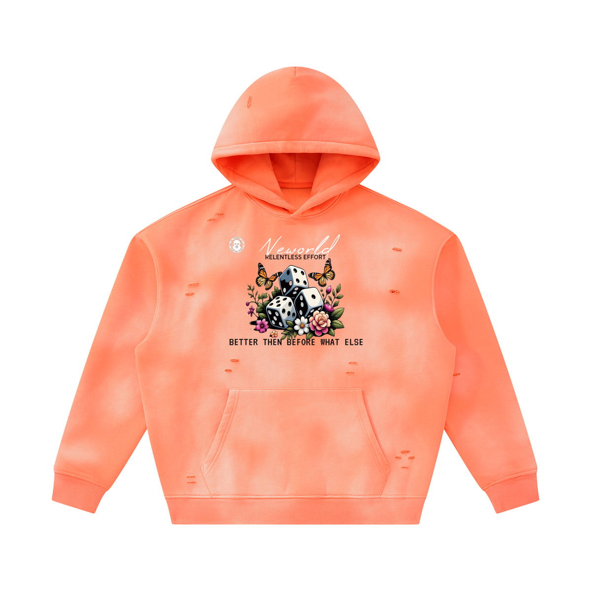 Unisex Sunfade Frayed Fleece Hoodie