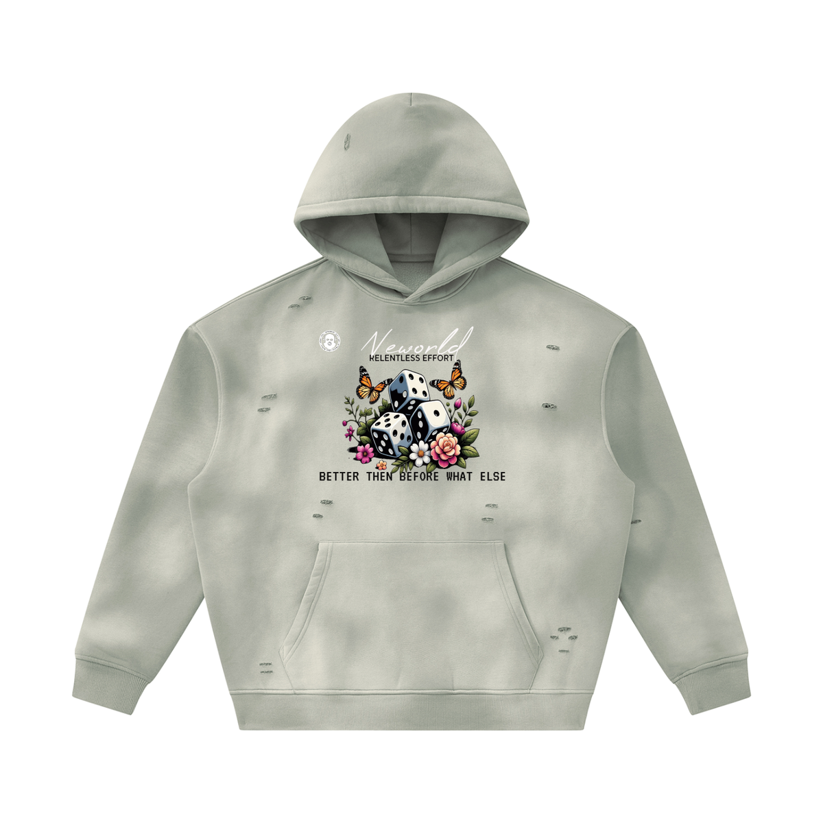 Unisex Sunfade Frayed Fleece Hoodie