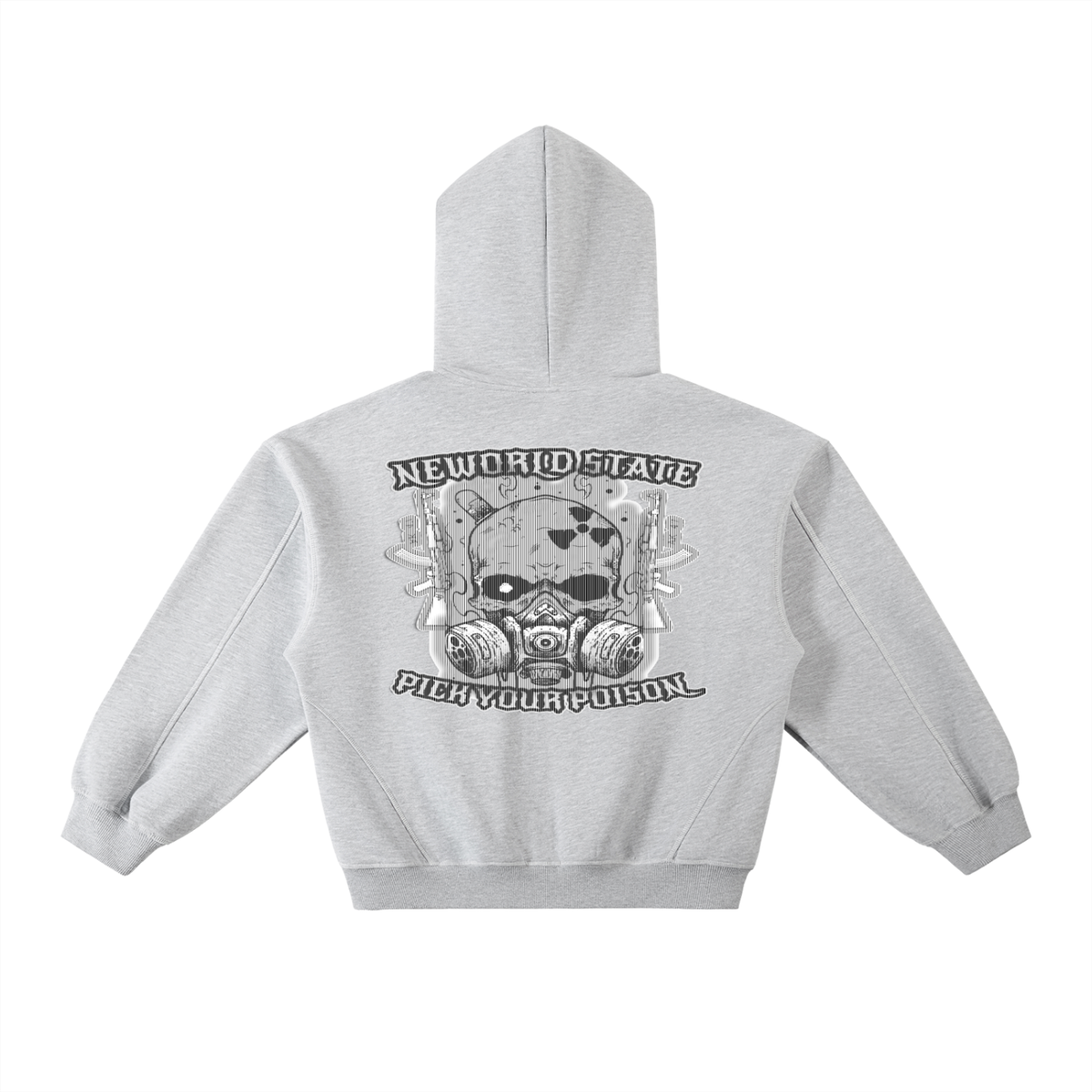 Contrast-Stitched Boxy Fleece Hoodie