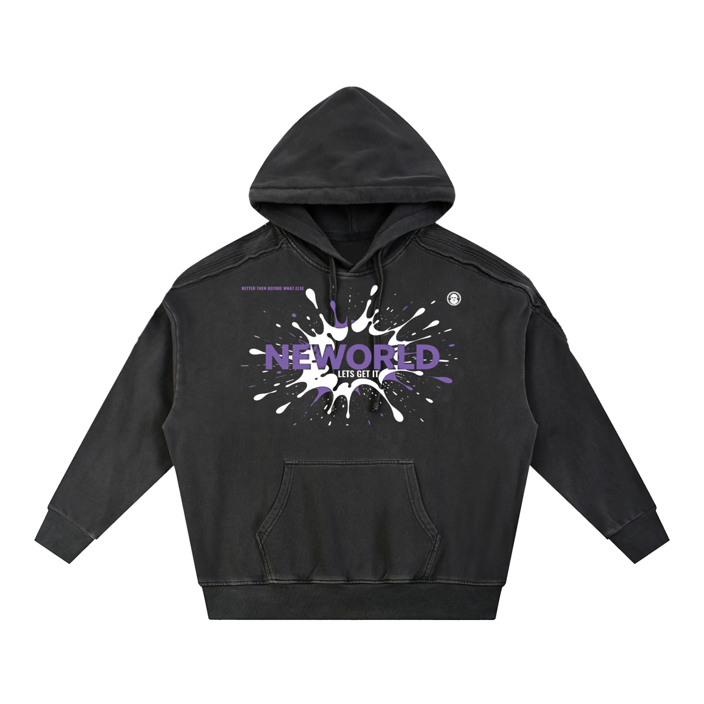 Snow Washed Tape Raw Edge Hoodie