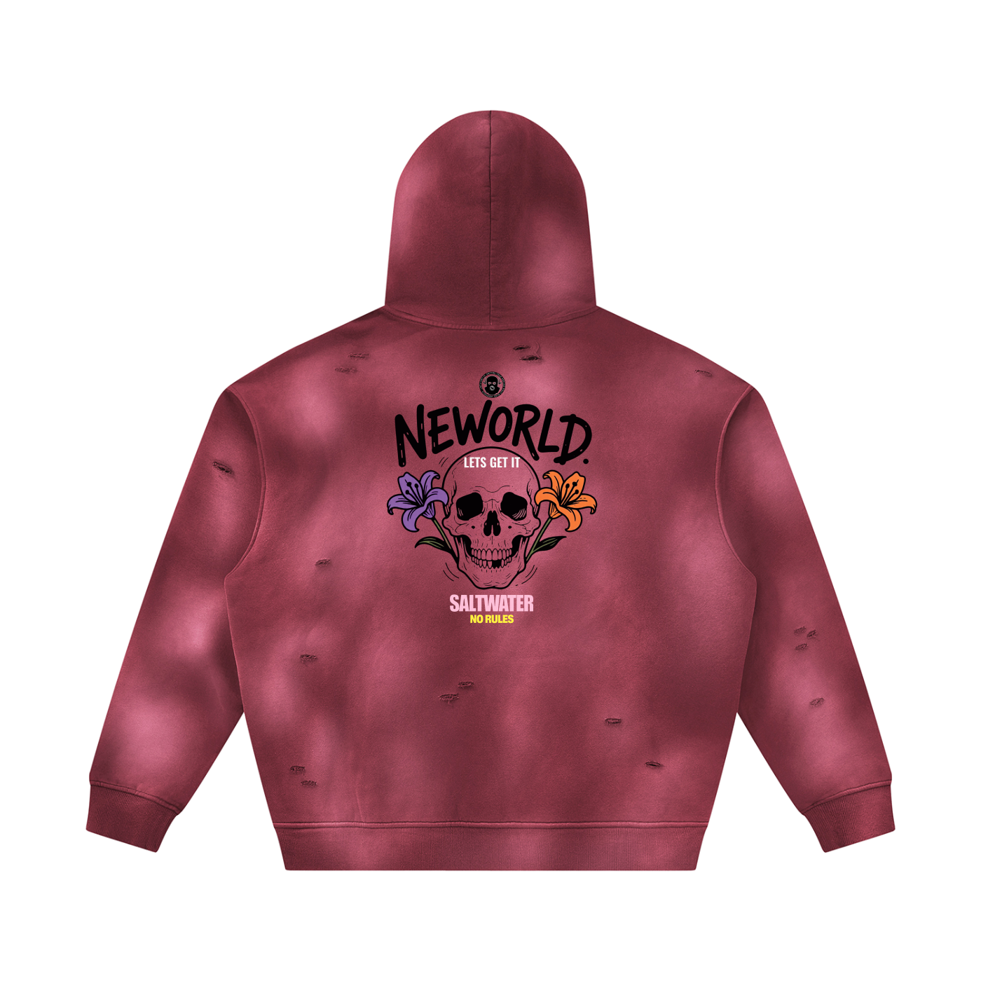 Unisex Sunfade Frayed Fleece Hoodie