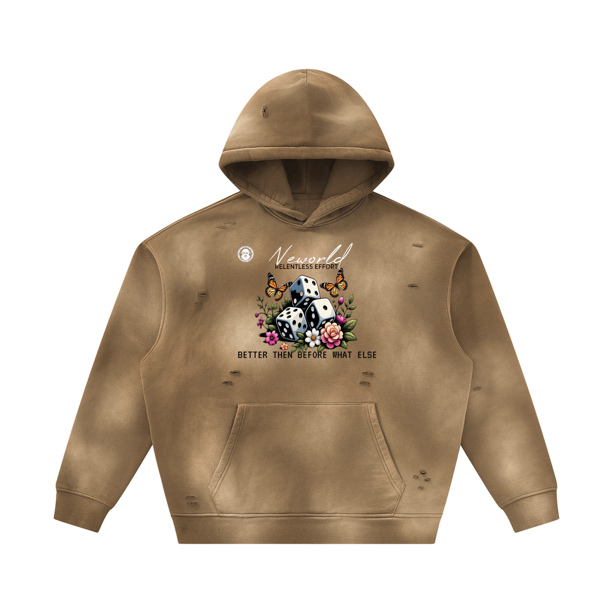 Unisex Sunfade Frayed Fleece Hoodie