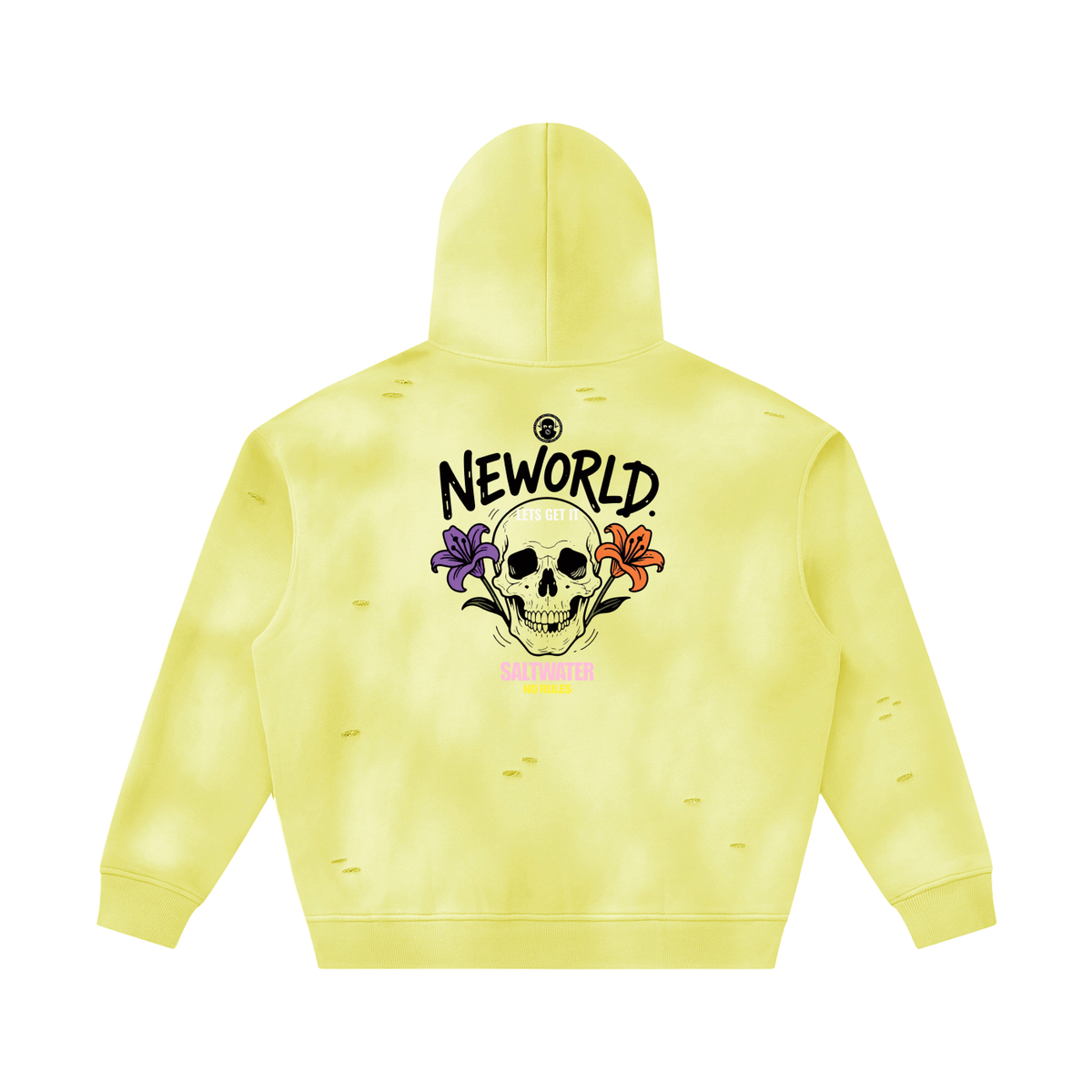 Unisex Sunfade Frayed Fleece Hoodie