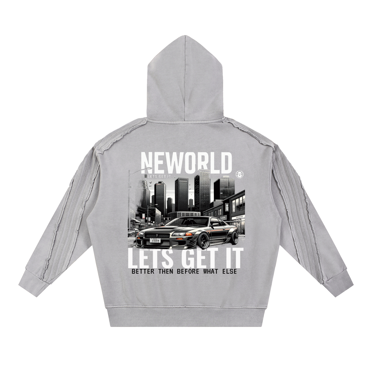 Snow Washed Tape Raw Edge Hoodie