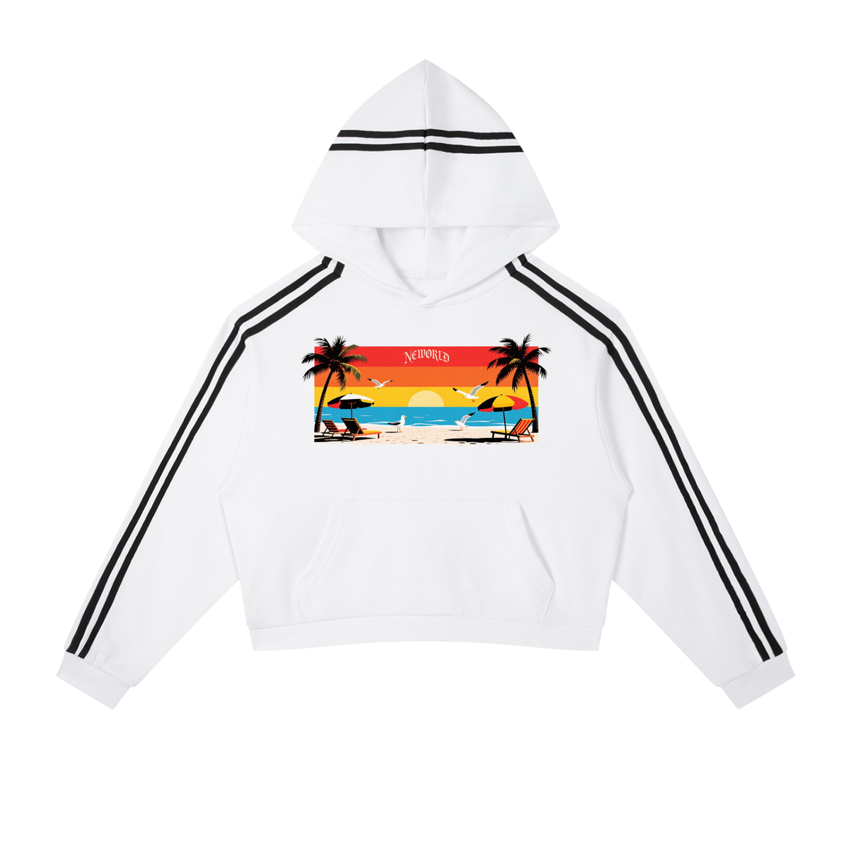 Contrast Side Stripe Cropped Hoodie