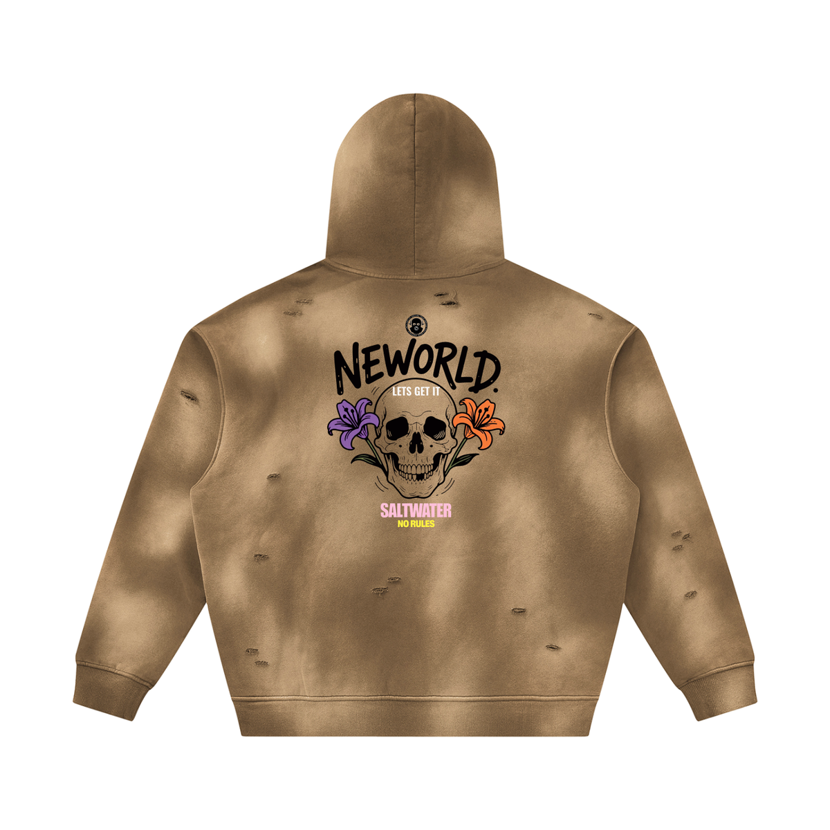 Unisex Sunfade Frayed Fleece Hoodie