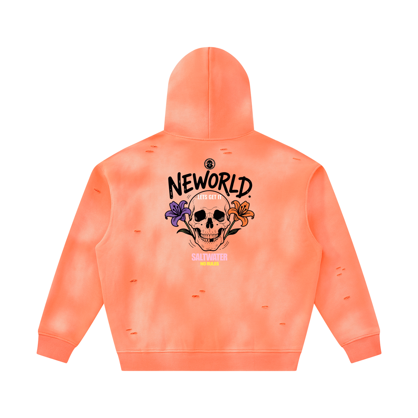 Unisex Sunfade Frayed Fleece Hoodie