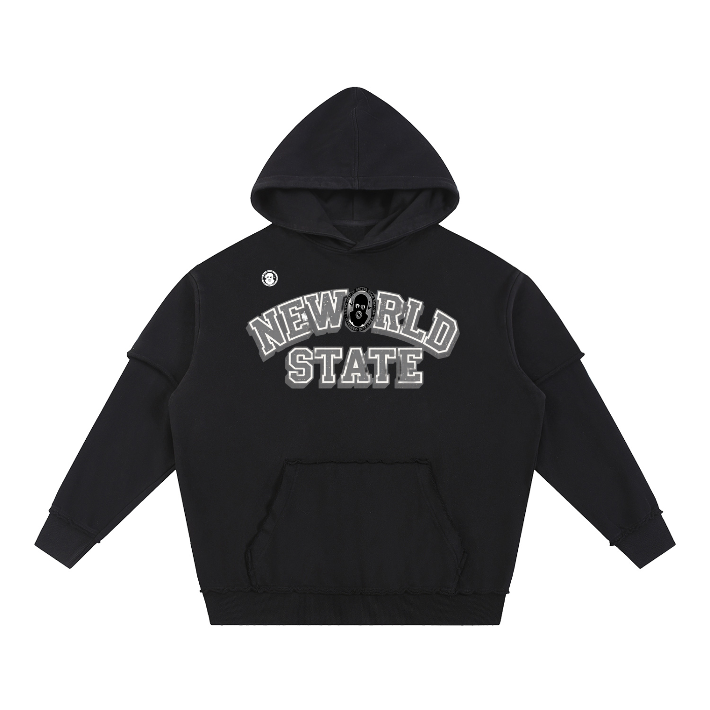 Snow Washed Raw Edge Double Layered Hoodie