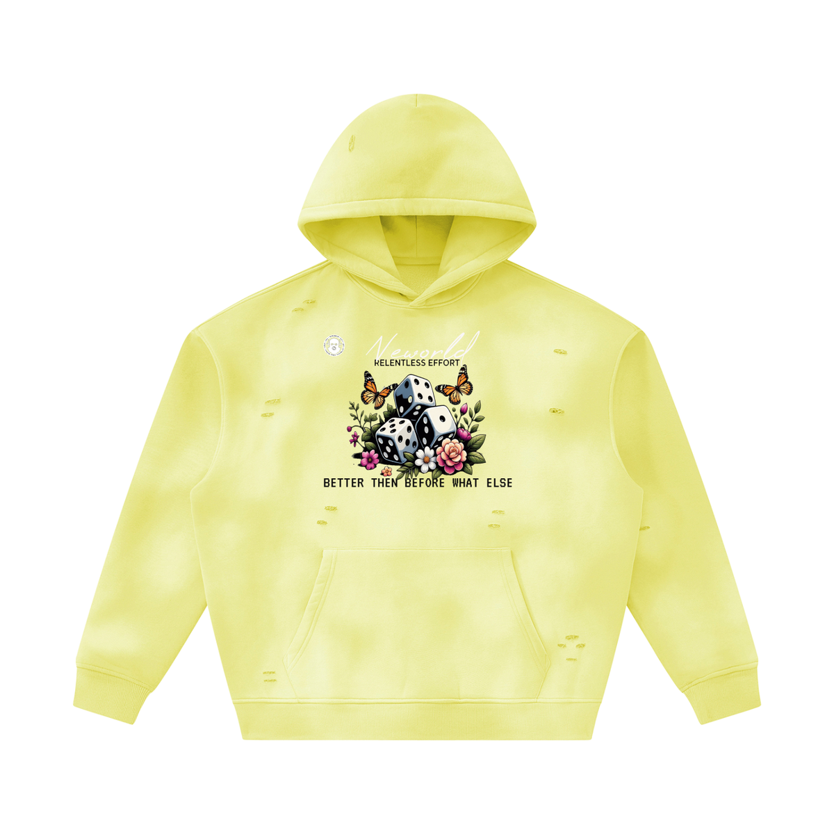 Unisex Sunfade Frayed Fleece Hoodie