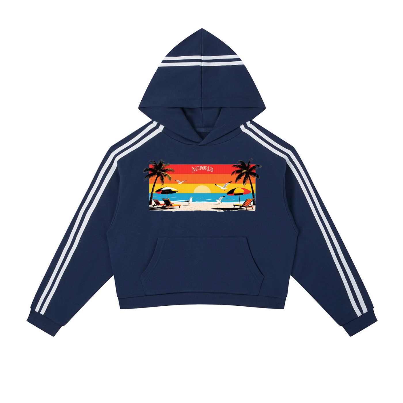 Contrast Side Stripe Cropped Hoodie