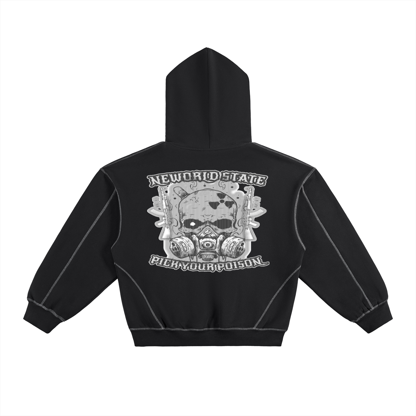 Contrast-Stitched Boxy Fleece Hoodie