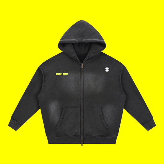 Sunfade Two-way Zipper Boxy Fleece Hoodie