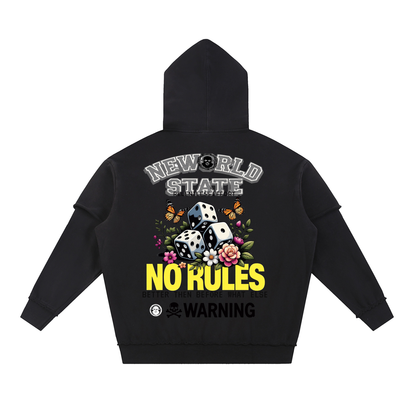 Snow Washed Raw Edge Double Layered Hoodie