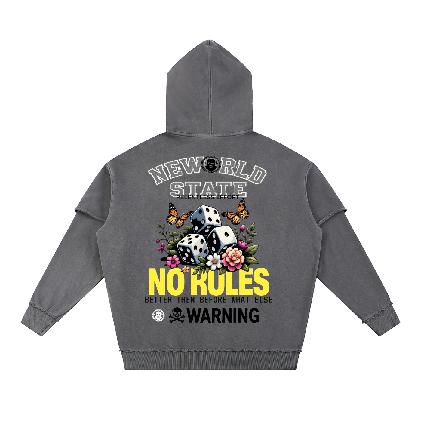 Snow Washed Raw Edge Double Layered Hoodie