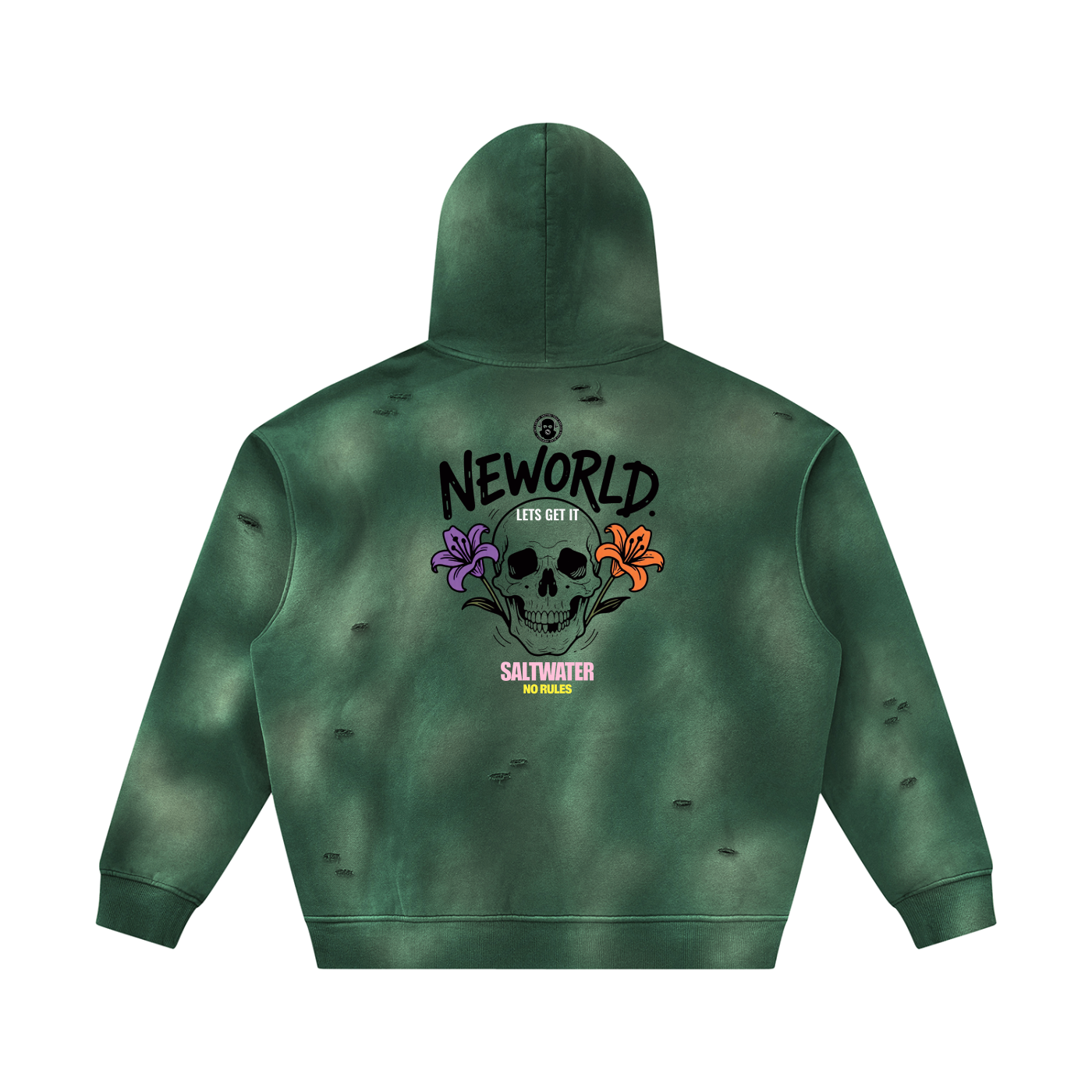 Unisex Sunfade Frayed Fleece Hoodie