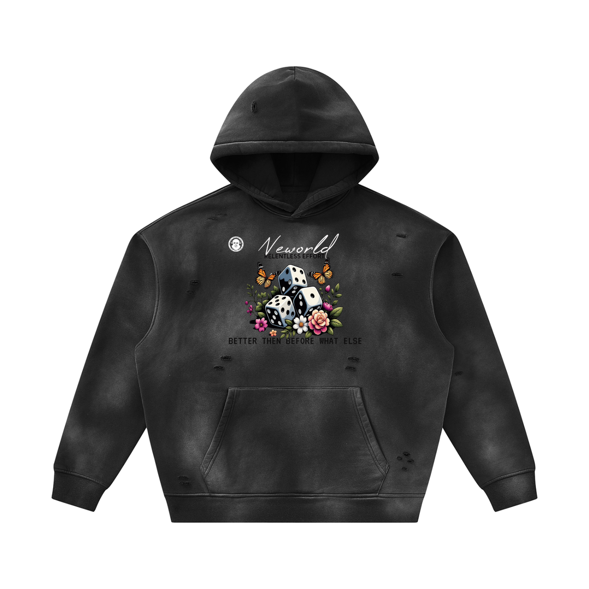 Unisex Sunfade Frayed Fleece Hoodie