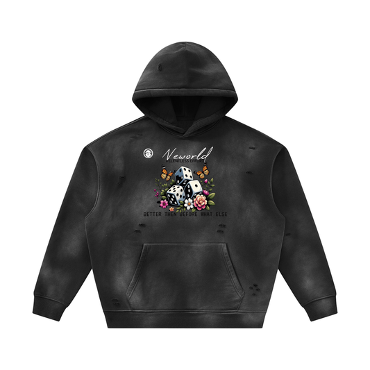 Unisex Sunfade Frayed Fleece Hoodie