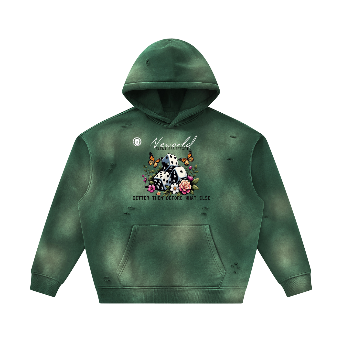 Unisex Sunfade Frayed Fleece Hoodie